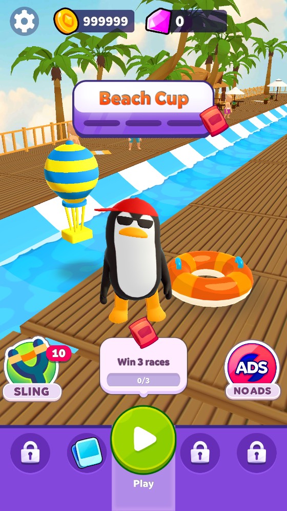 Aquapark.io main screen showing 999,999 coins after the edit
