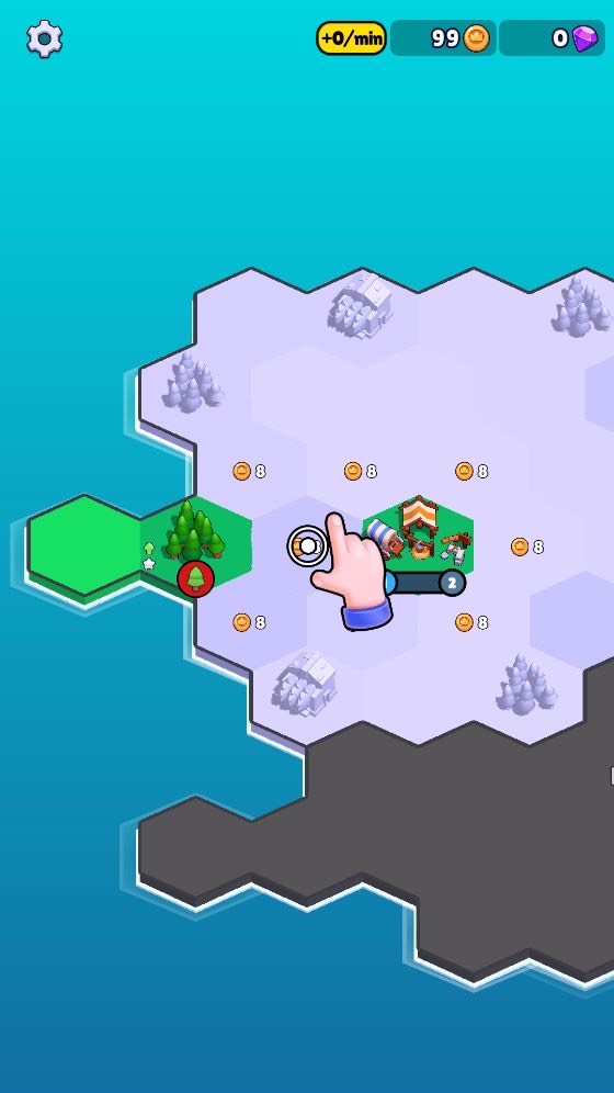 States Builder map with 99 coins at the top